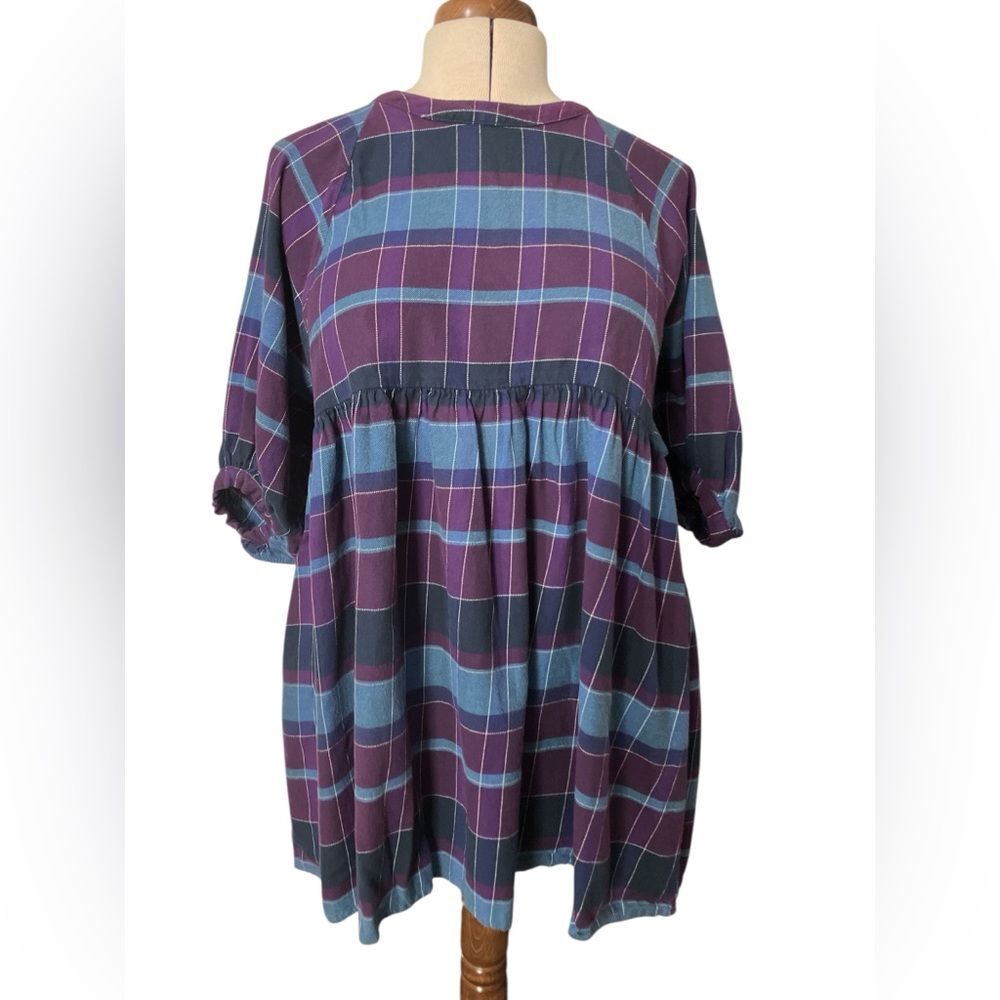Monki Flannel Mini Dress Size XS Fall Cute Apple Picking Cozy Winter
